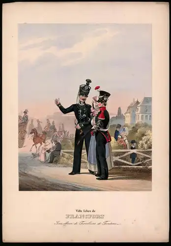 Lithographie Ville Libre de Francfort, altkoloriert, montiert, aus Eckert & Monten um 1840 Vorzugsausgabe, 36 x 26cm