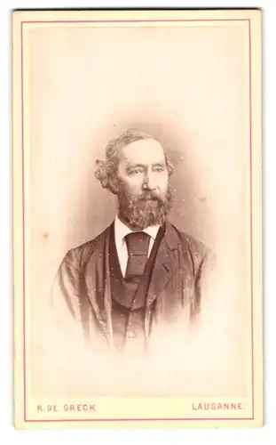 Fotografie R. De Greck, Lausanne, 6 Place St. Francois, älterer Herr im Portrait