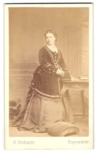 Fotografie Henry Webster, Bayswater, Albert Terrace, Portrait hübsch gekleidete Dame mit Buch