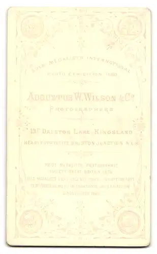 Fotografie Augustus W. Wilson & Co., Kingsland, 13 F, Dalston Lane, Portrait junge Dame im bestickten Kleid