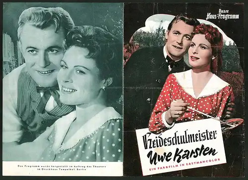 Filmprogramm UHP, Heideschulmeister Uwe Karsten, Barbara Rütting, Claus Holm, Hans Quest, Regie Hans Deppe