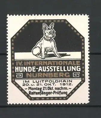 Reklamemarke Nürnberg, IV. Internationale Hunde-Ausstellung 1912, Ansicht eines Hundes