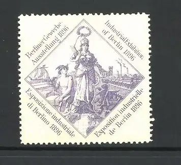 Reklamemarke Berlin, Gewerbe-Ausstellung 1896, Göttin mit Hermes