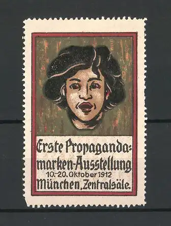 Reklamemarke München, 1. Propagandamarken-Ausstellung 1912, Frauenportrait