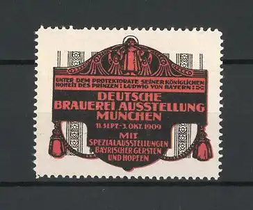 Reklamemarke München, Deutsche Brauerei Ausstellung 1909, Münchner Kindl