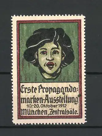 Reklamemarke München, Erste Propagandamarken-Ausstellung 1912, Frauenportrait