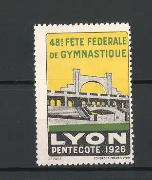 Reklamemarke Lyon, 48. Fete Federale de Gymnastique 1926, Stadionansicht