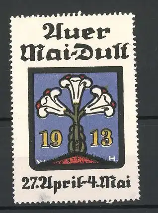 Künstler-Reklamemarke Auer Mai-Dult 1913, Ansicht einer Glockenblume