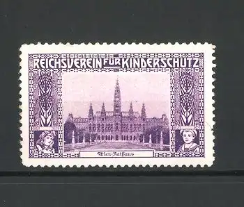 Reklamemarke Wien, Rathaus, Reichsverein für Kinderschutz, Kinderportraits