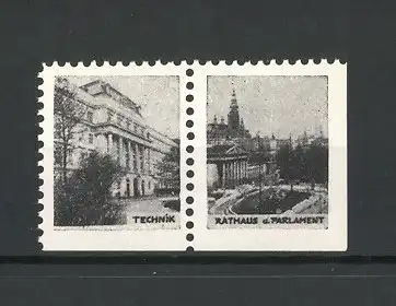 Reklamemarke Wien, Technik-Gebäude, Rathaus und Parlament