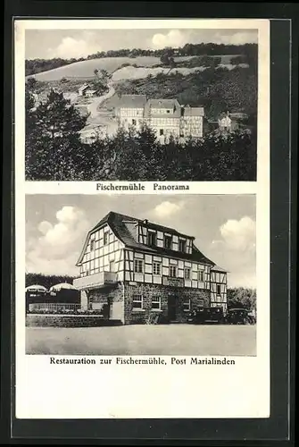 AK Marialinden, Restauration zur Fischermühle, Panorama