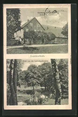 AK Lutterloh, Gasthaus zum Lotharstein, Blick von der Lutterbachbrücke
