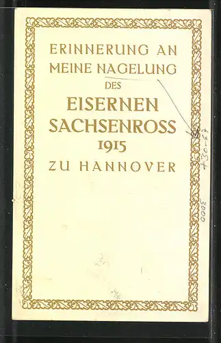 AK Hannover, Eiserners Sachsenross 1915, Freiwillige Kriegshilfe