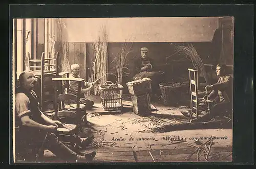 AK Atelier de vannerie, blinde Korbmacher