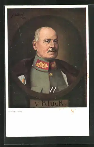 Künstler-AK Portrait des Heerführers v. Kluck in Uniform