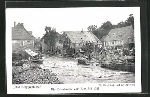 AK Bad Berggiesshübel, Die Katastrophe vom 8. /9. Juli 1927, Hochwasser