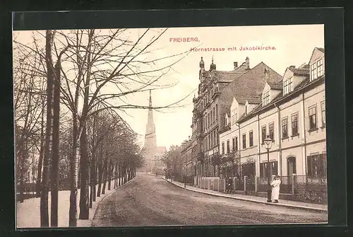 AK Freiberg, Hornstrasse mit Jacobikirche