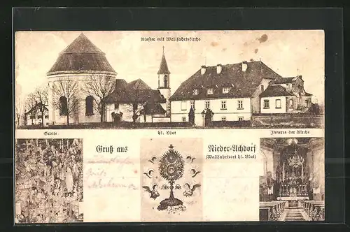 AK Niederachdorf, Kloster mit Wallfahrtskirche, Grotte, Hl. Blut, Inneres der Kirche