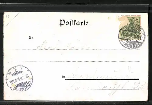 Mondschein-Lithographie Harkortberg, Restaurant Schemann, Ritter, Wappen