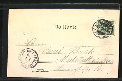 Lithographie Zittau, Mandaukaserne, Johanneum, Postamt