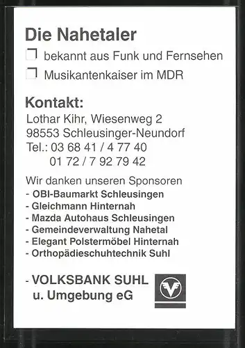 AK Musikergruppe Die Nahetaler mit Instrumenten