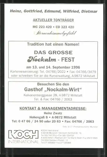 AK Musikergruppe Nockalm Quintett in Tracht, Autographen