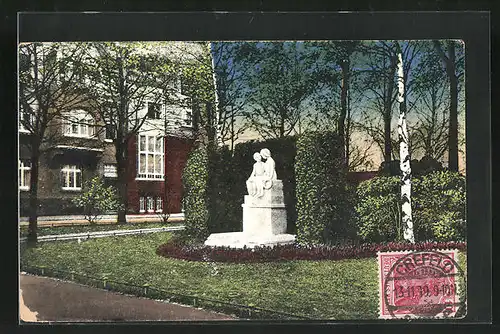 AK Crefeld, Partie an der Hohenzollernstrasse mit Märchenbrunnen