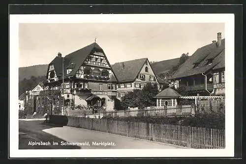 AK Alpirsbach im Schwarzwald, Marktplatz mit Hotel Löwen-Post