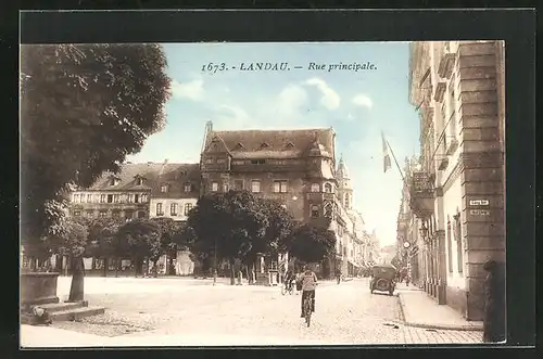 AK Landau, Hauptstrasse Ecke Langstrasse, Am Marktplatz