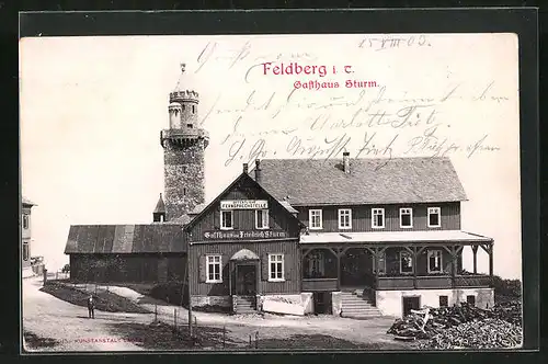 AK Feldberg i. T., Gasthaus Sturm mit Turm