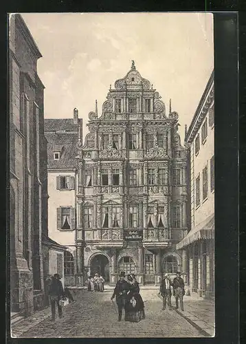 Künstler-AK Heidelberg, Hotel und Restaurant zum Ritter, Erbaut 1592