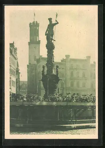 AK Zittau i. Sa., am Rolandsbrunnen