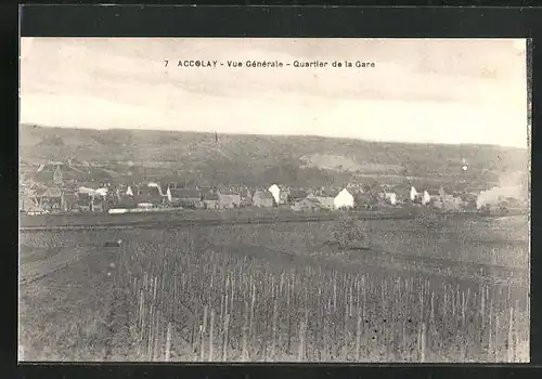 AK Accolay, Vue Générale, Quartier de la Gare