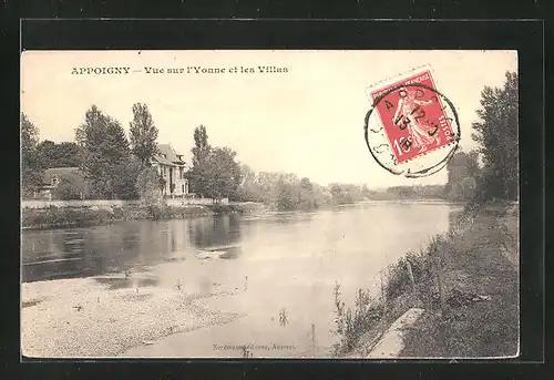 AK Appoigny, Vue sur l`Yonne et les Villas