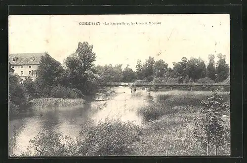 AK Commissey, La passerelle et les Grands Moulins