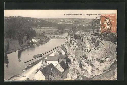 AK Merry-sur-Yonne, Vue prise des Rochers