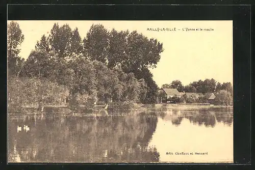 AK Mailly-la-Ville, L`Yonne et le moulin