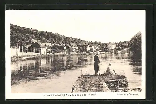 AK Mailly-la-Ville, Panorama vu des bords de l`Yonne