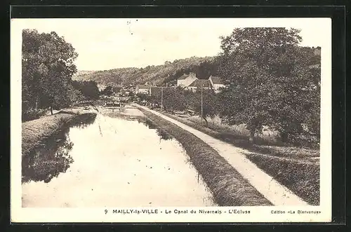AK Mailly-la-Ville, Le Canal du Nivernais, L`Ecluse