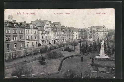 AK Marktredwitz, Partie am Stadtpark mit Blick auf die Klingerstrasse