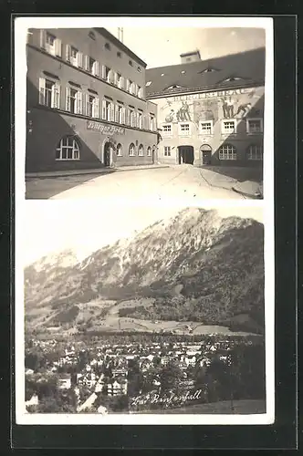 AK Bad Reichenhall, Gasthaus Bürgerbräu und Ortsansicht