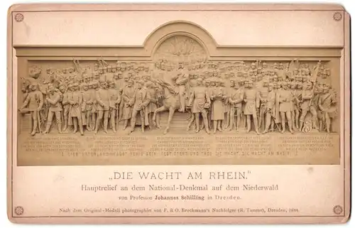 Fotografie F. & O. Brockmann, Dresden, Ansicht Rüdesheim, National-Denkmal auf dem Niederwald, Relief Wacht am Rhein