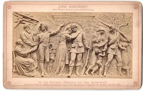 Fotografie F. & O. Brockmann, Dresden, Ansicht Rüdesheim, National-Denkmal auf dem Niederwald, Relief Der Abschied