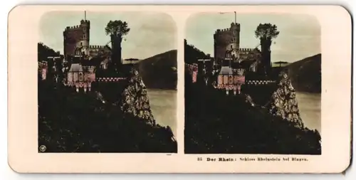 Stereo-Fotografie Peter Peters, Hamburg, Ansicht Bingen, Schloss Rheinstein