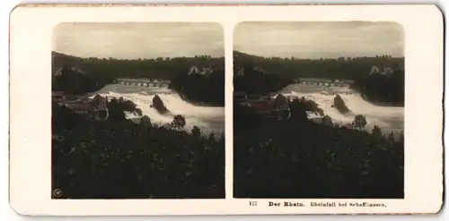 Stereo-Fotografie Peter Peters, Hamburg, Ansicht Schaffhausen, Rheinfall - Wasserfall