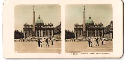 Stereo-Fotografie Peter Peters, Hamburg, Ansicht Rom-Roma, Basilica S. Pietro, un giorno festivo