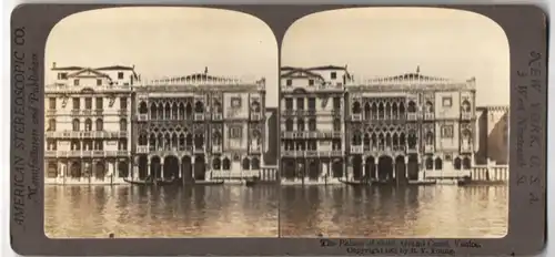 Stereo-Fotografie American Stereoscopic Co., New York, Ansicht Venedig, Canale Grande, Gold-Palast