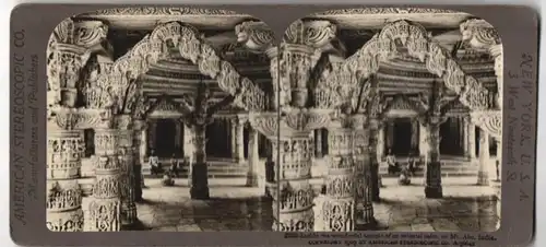 Stereo-Fotografie American Stereoscopic Co., New York, Ansicht Berg Abu / Indien, Tempel der Jain-Religion Innenansicht