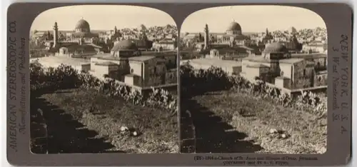 Stereo-Fotografie American Stereoscopic Co., New York, Ansicht Jerusalem, Blick zur Omar-Moschee