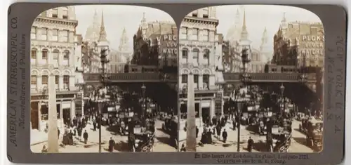 Stereo-Fotografie American Stereoscopic Co., New York, Ansicht London, Strassenansicht Ludgate Hill